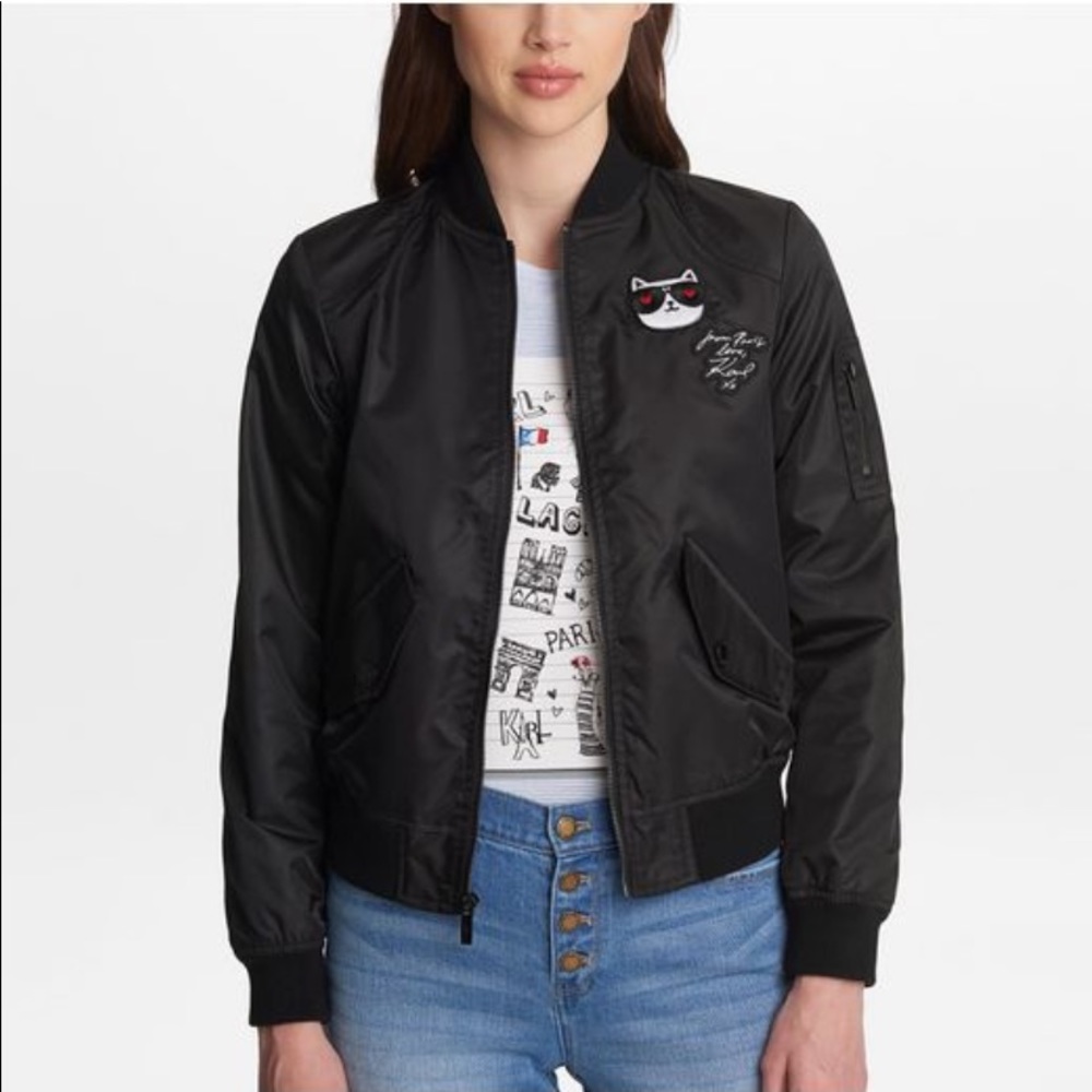 Karl Lagerfeld Black Bomber Jacket